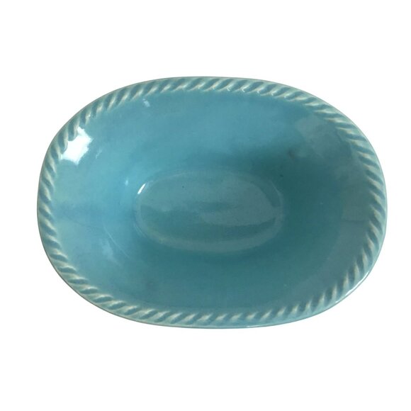 R.R.P. CO. Roseville Aqua Blue Stork Planter VTG Nursery Decor Baby Shower Gift - Picture 3 of 8